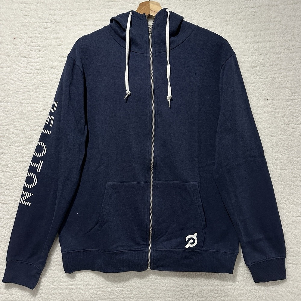 Peloton Blue Zip-Up Cycling Hoodie Jacket Polyester Blend Size XL